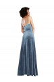 Stretch Velvet Cowl Neck Open Back Sheath Dusty Blue Semi Formal Evening Dress / Prom Dress / Bridesmaid Dress Manchester