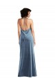 Stretch Velvet Cowl Neck V-Back Sheath Dusty Blue Bridesmaid Dress / Evening Dress Manchester