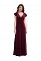 Stretch Velvet V-Neck A-Line Burgundy Semi Formal Evening Dress / Prom Dress / Bridesmaid Dress Manchester