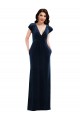 Stretch Velvet V-Neck A-Line Dark Navy Formal Dress / Bridesmaid Dress Manchester