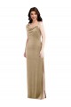 Stretch Velvet One Shoulder Sheath Champagne Black Tie Evening Gown / Prom Dress / Bridesmaid Dress Manchester