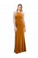 Stretch Velvet High Neck Open Back A-Line Gold Formal Evening Gown / Prom Dress / Bridesmaid Dress Manchester