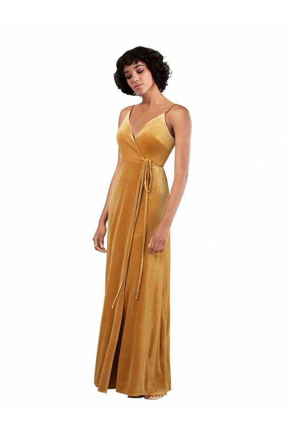 Stretch Velvet V-Neck V-Back Column Gold Black Tie Evening Gown / Prom Dress / Bridesmaid Dress Manchester