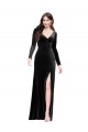 Stretch Velvet V-Neck V-Back Column Black Formal Evening Gown / Prom Dress / Bridesmaid Dress Manchester