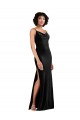 Stretch Velvet Cowl Neck Low Back Column Black Black Tie Evening Gown / Prom Dress / Bridesmaid Dress Manchester
