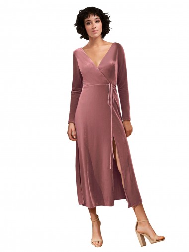 Stretch Velvet V-Neck A-Line Cinnamon Rose Black Tie Prom Dress / Bridesmaid Dress Manchester