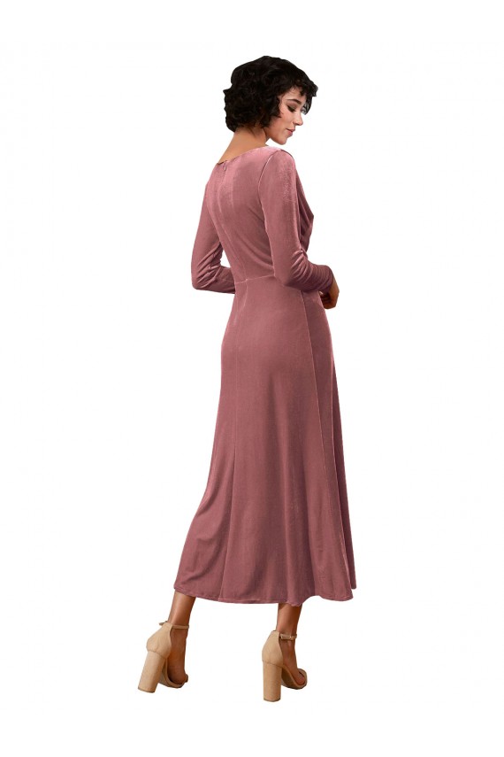 Stretch Velvet V-Neck A-Line Cinnamon Rose Black Tie Prom Dress / Bridesmaid Dress Manchester