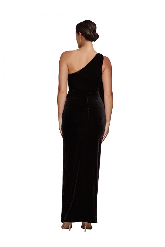 Stretch Velvet One Shoulder Sheath Black Formal Evening Gown / Prom Dress / Bridesmaid Dress Manchester