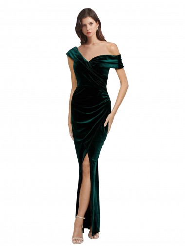 Stretch Velvet Sweetheart Sheath Dark Green High Low Evening Gown / Prom Dress / Bridesmaid Dress Manchester