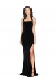 Stretch Velvet High Neck Low Back Sheath Black Semi Formal Evening Dress / Prom Dress / Bridesmaid Dress Manchester