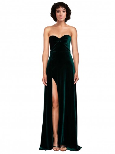 Stretch Velvet Sweetheart Low Back A-Line Dark Green Semi Formal Evening Dress / Prom Dress / Bridesmaid Dress Manchester
