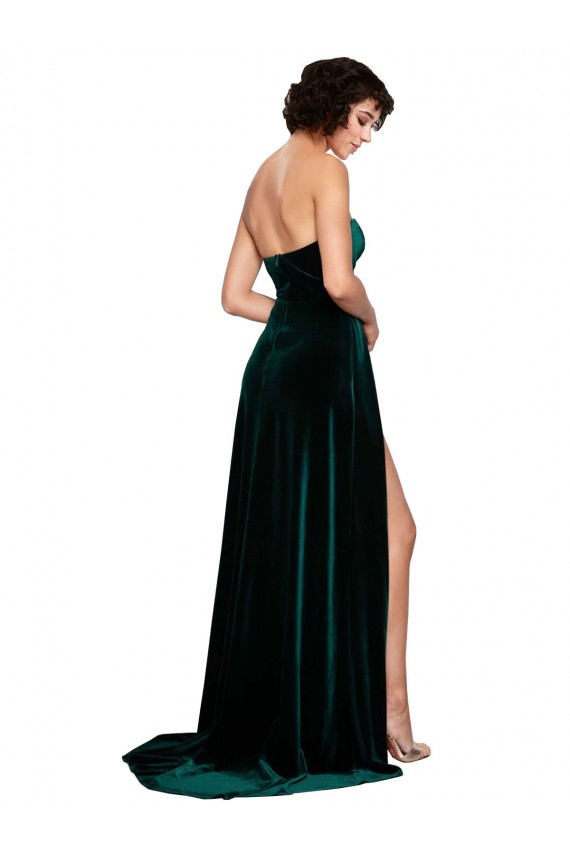 Stretch Velvet Sweetheart Low Back A-Line Dark Green Semi Formal Evening Dress / Prom Dress / Bridesmaid Dress Manchester